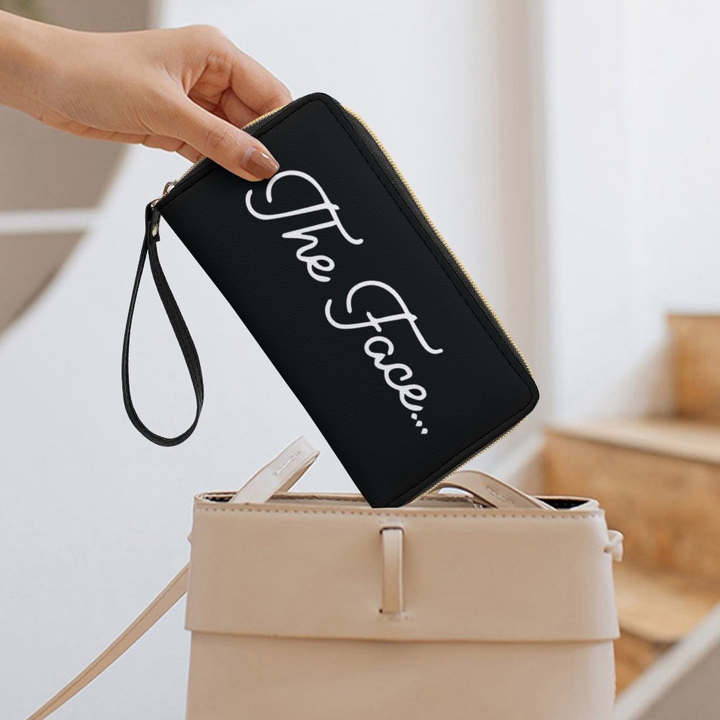 The Face... Leather Wallet with Wristlet Strap
