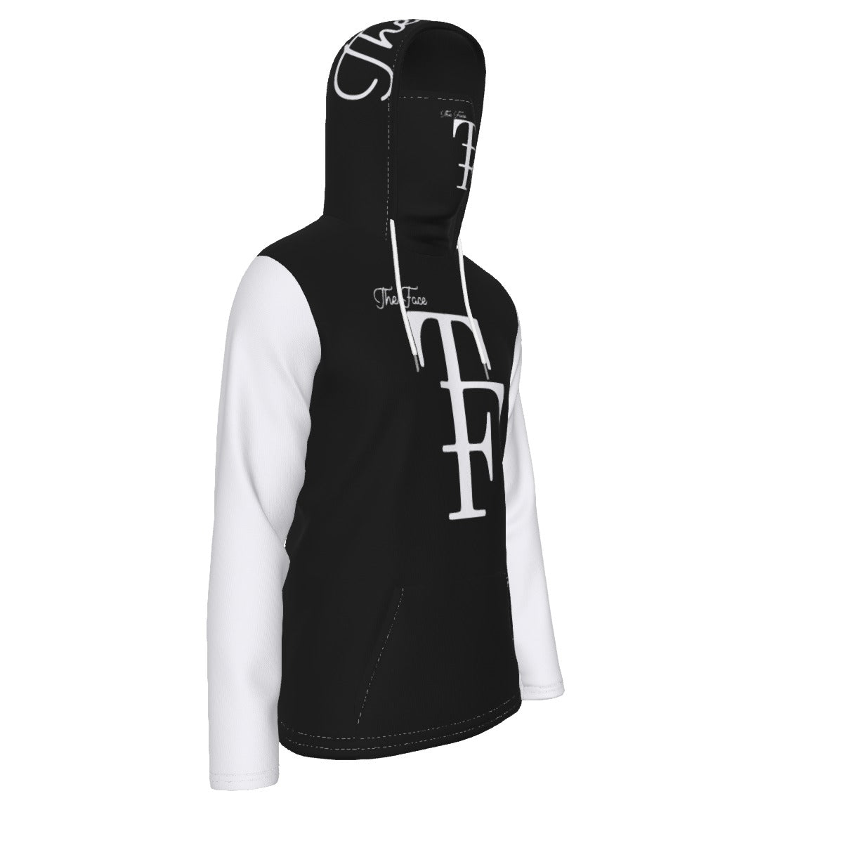Black/White The Face.... Men's Pullover Hoodie With Mask