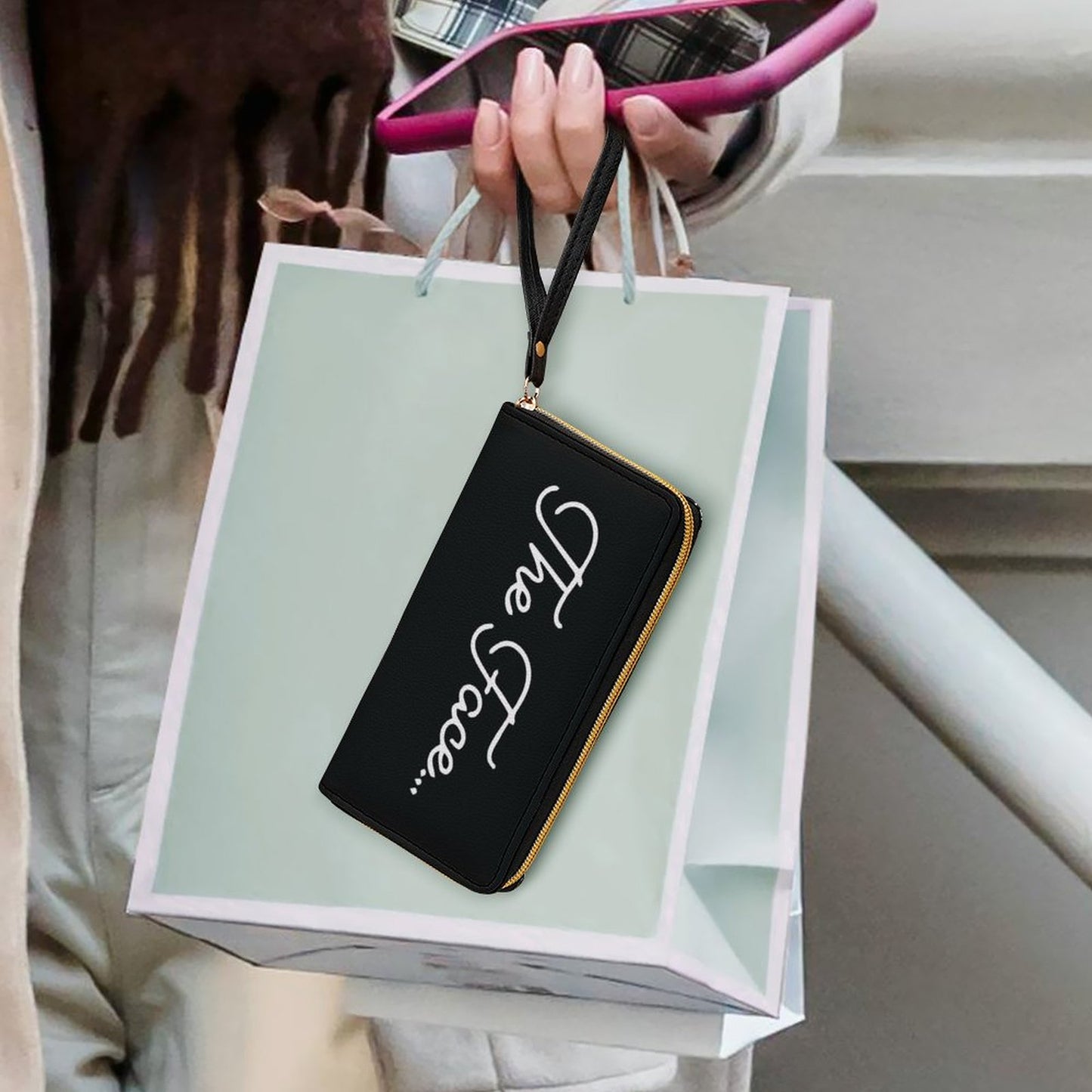 The Face... Leather Wallet with Wristlet Strap