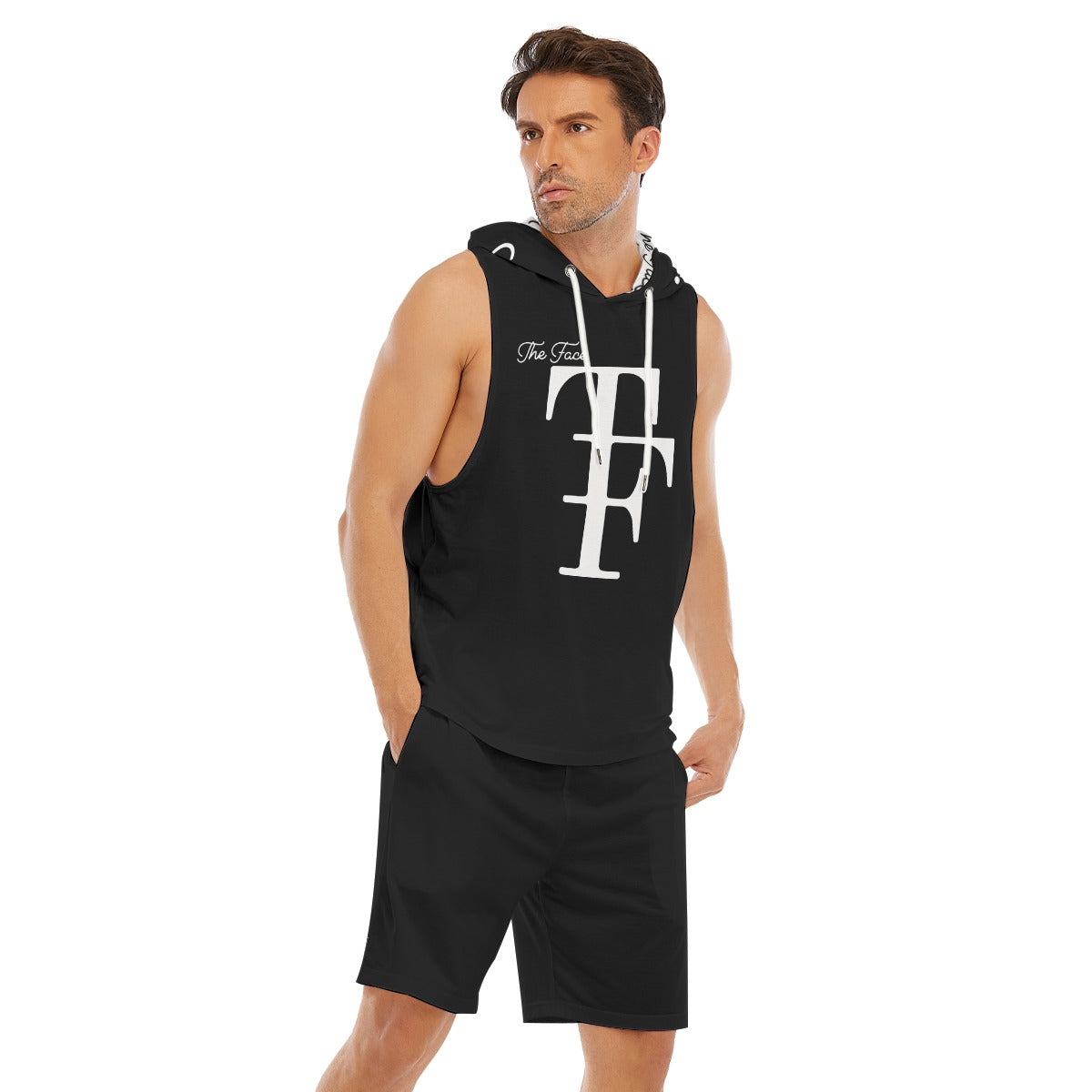 TF Print Men's Sleeveless Vest And Shorts Set