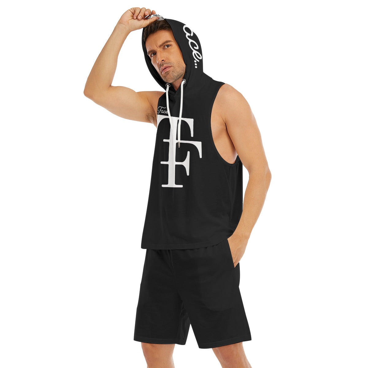 TF Print Men's Sleeveless Vest And Shorts Set