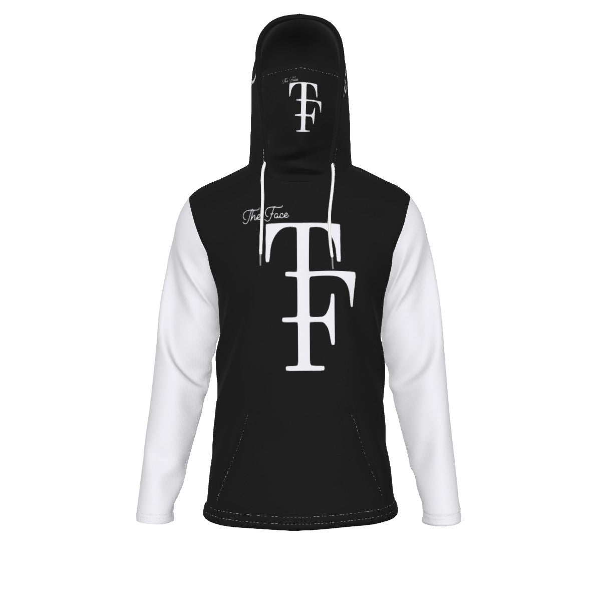 Black/White The Face.... Men's Pullover Hoodie With Mask