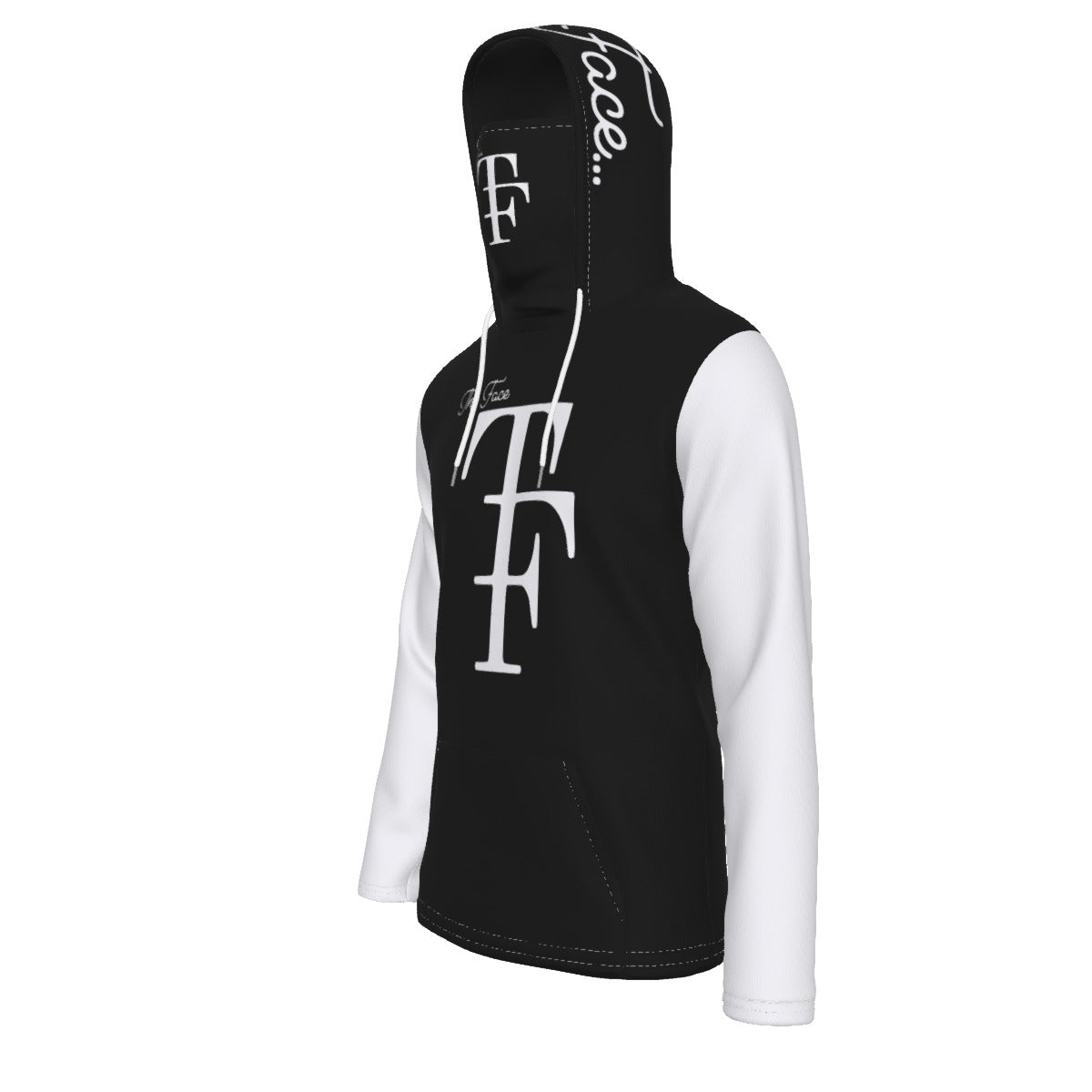 Black/White The Face.... Men's Pullover Hoodie With Mask