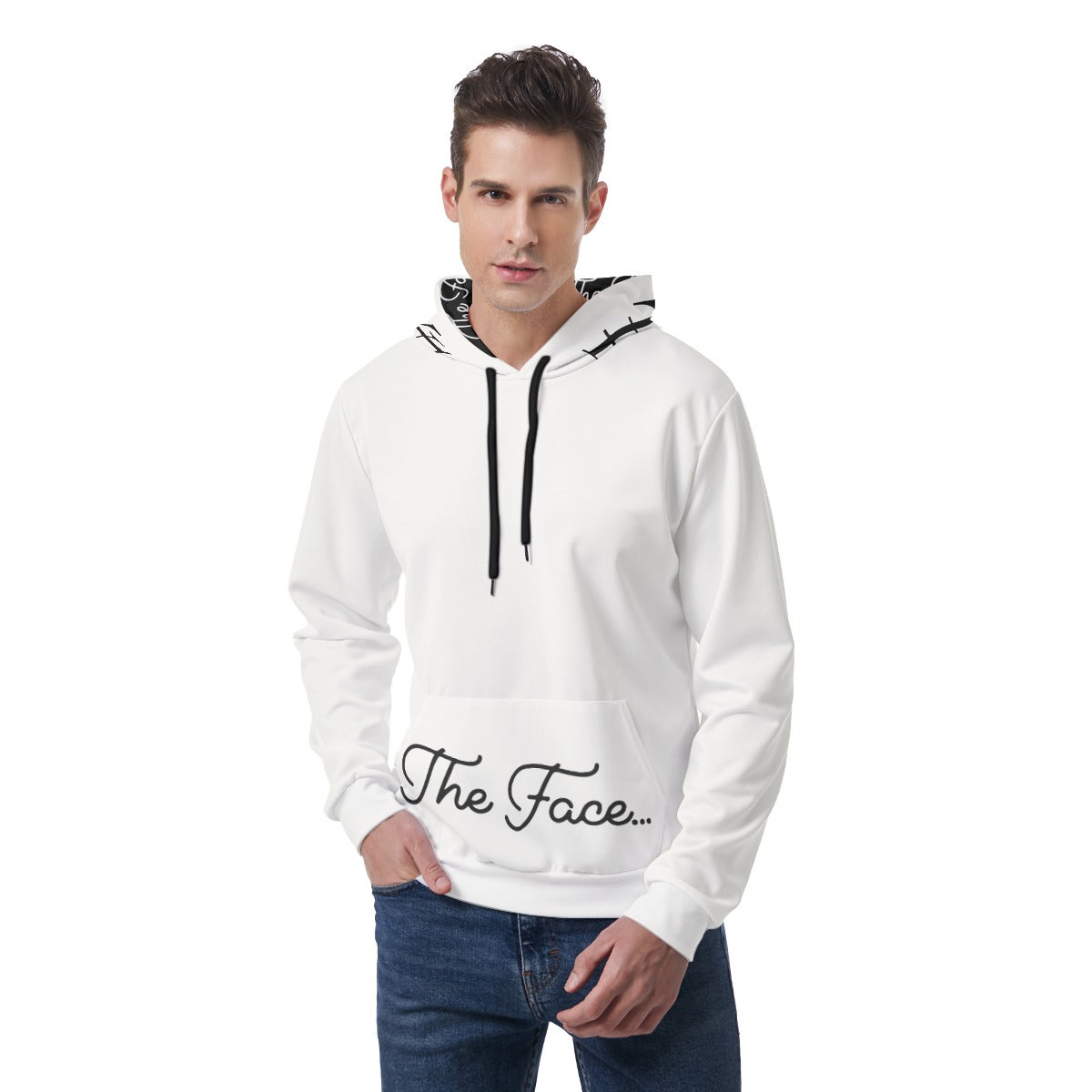 The Face...Men's Hoodie With Double-side Print Hood