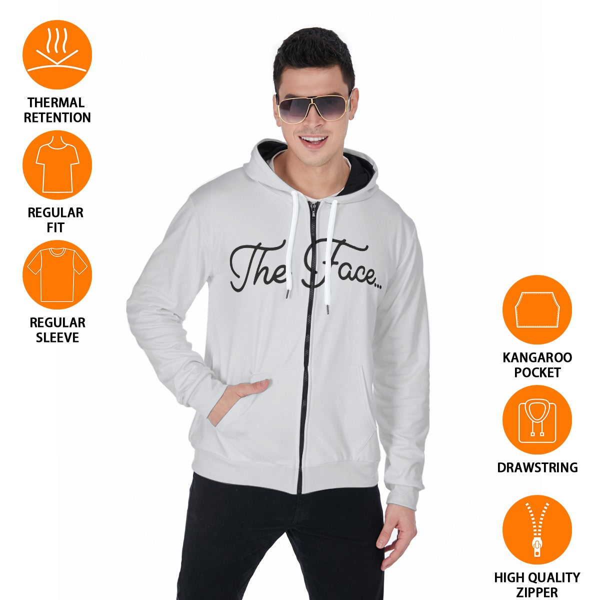 The Face...Men's Heavy Fleece Zip Up Hoodie