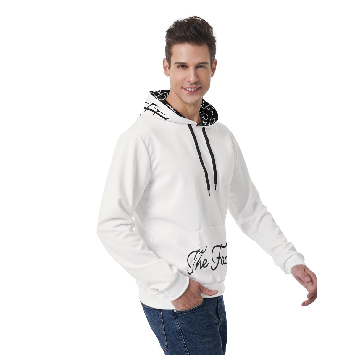 The Face...Men's Hoodie With Double-side Print Hood